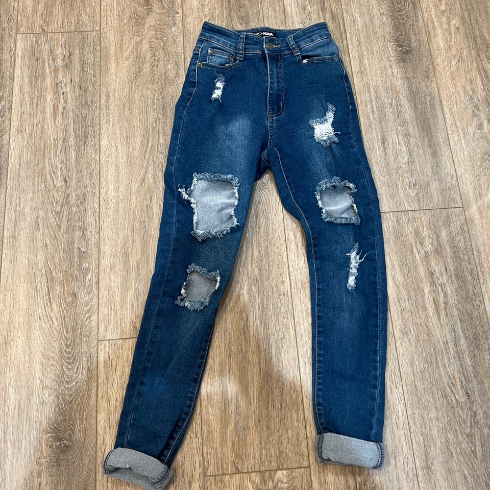 dark blue jeans